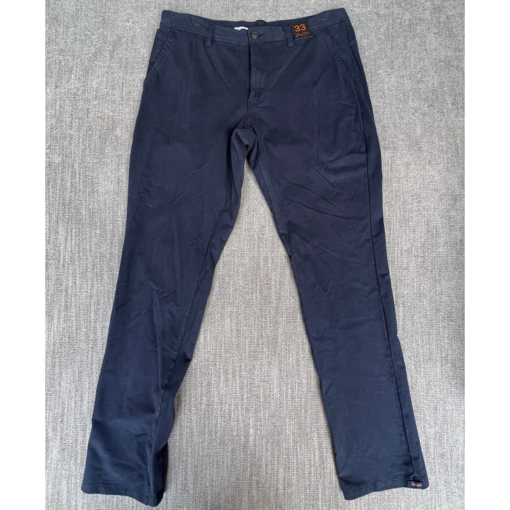 Good Man Brand Chino Pants Mens 33 Navy Stretch Slash Pocket Slim Straight Leg
